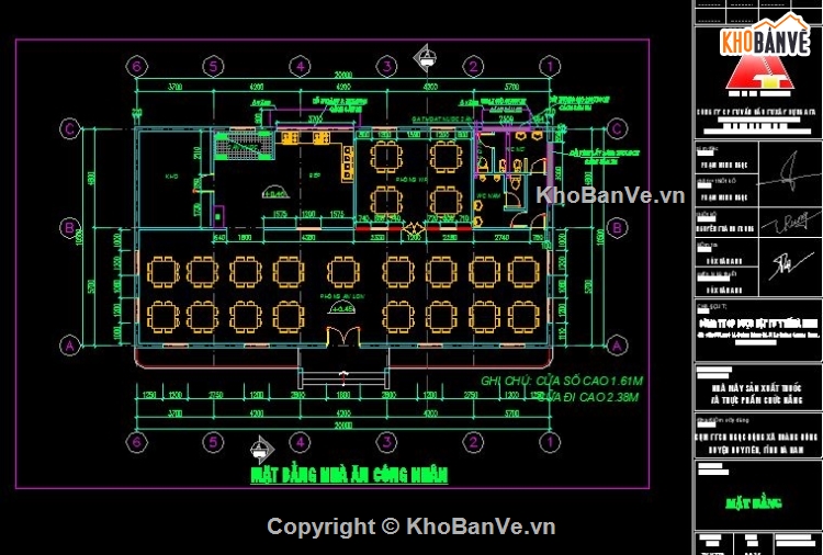 nhà ăn công nhân,nhà ăn 10.5x20m,bản vẽ Nhà ăn công ty,Nhà ăn 22 bàn